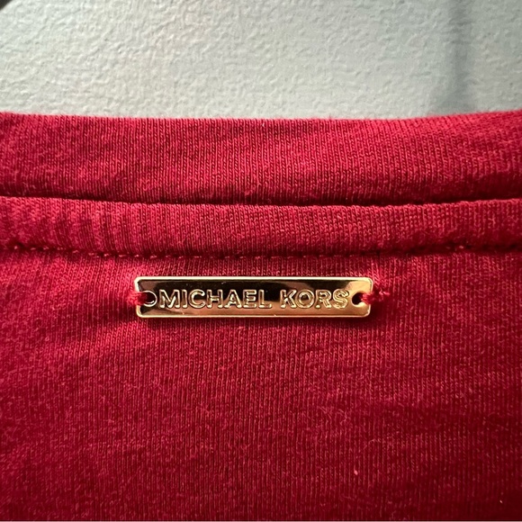 $78 Michael Kors Women's Red Stud Embellished Long sleeve Blouse Top Size XS - Picture 4 of 10